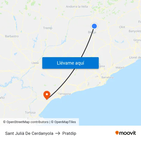 Sant Julià De Cerdanyola to Pratdip map