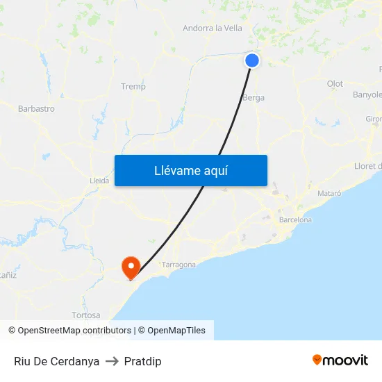 Riu De Cerdanya to Pratdip map