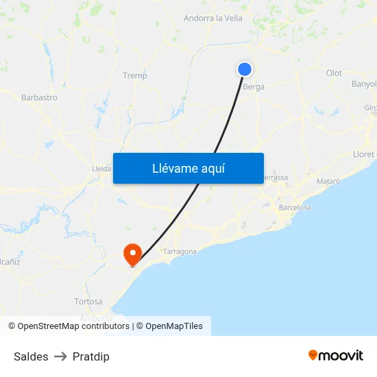 Saldes to Pratdip map