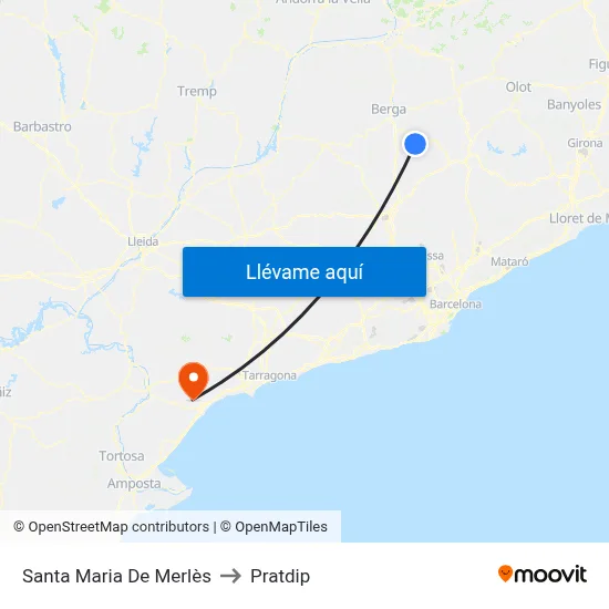 Santa Maria De Merlès to Pratdip map