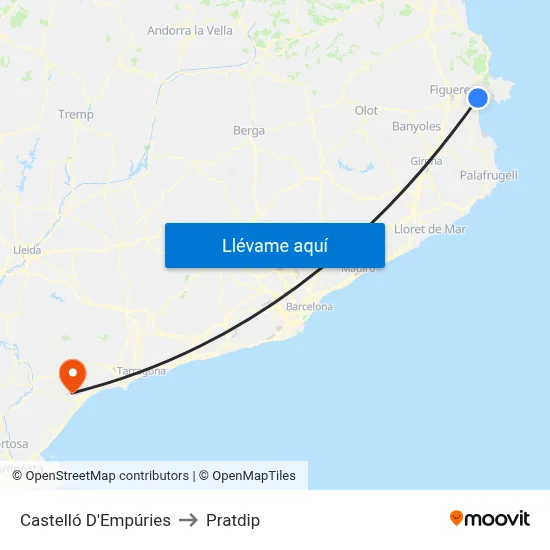 Castelló D'Empúries to Pratdip map