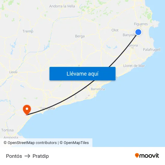 Pontós to Pratdip map