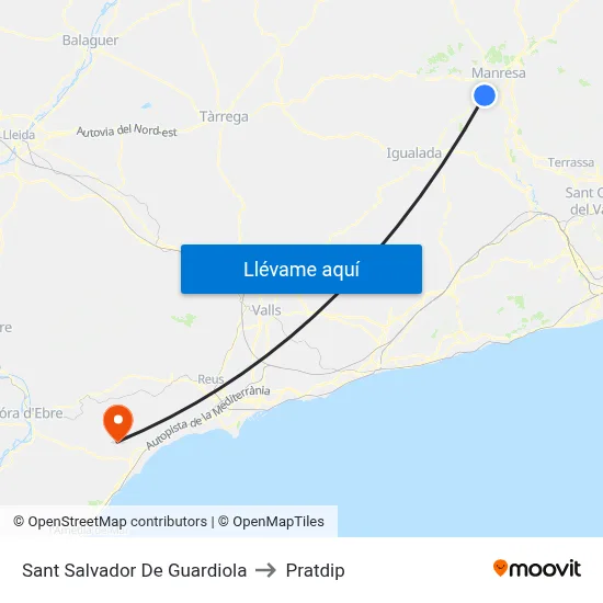 Sant Salvador De Guardiola to Pratdip map