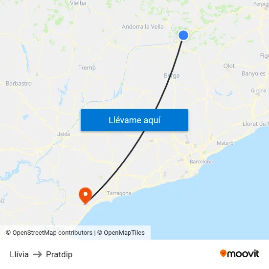 Llívia to Pratdip map