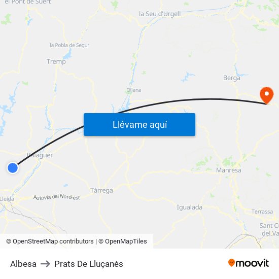 Albesa to Prats De Lluçanès map