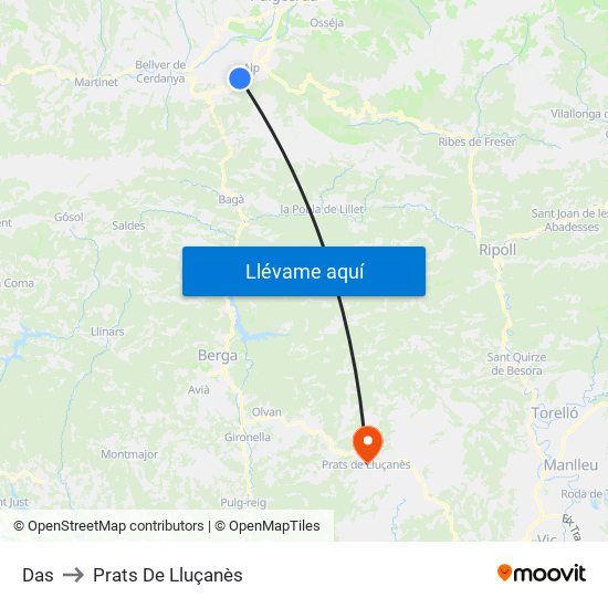 Das to Prats De Lluçanès map