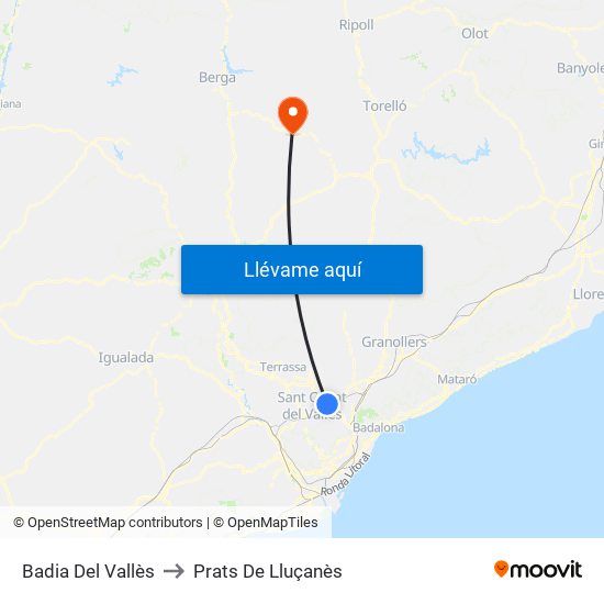 Badia Del Vallès to Prats De Lluçanès map