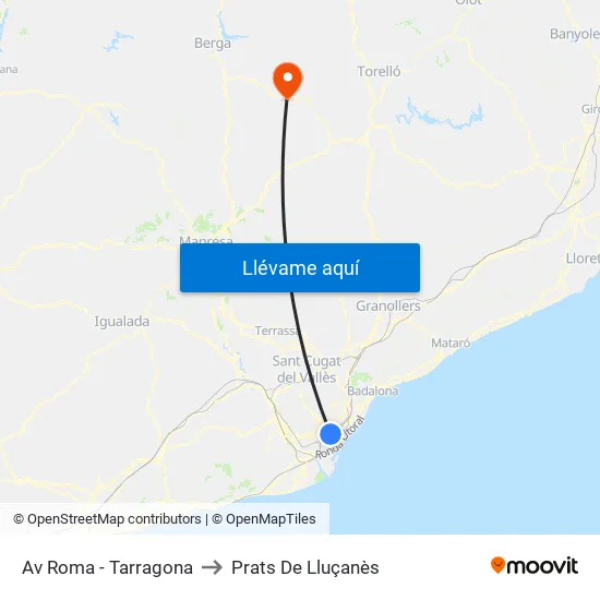 Av Roma - Tarragona to Prats De Lluçanès map