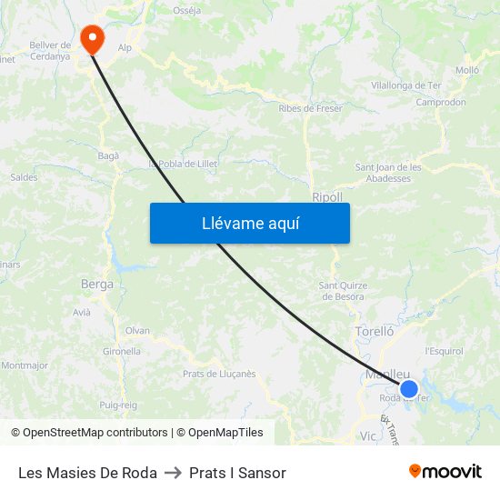 Les Masies De Roda to Prats I Sansor map