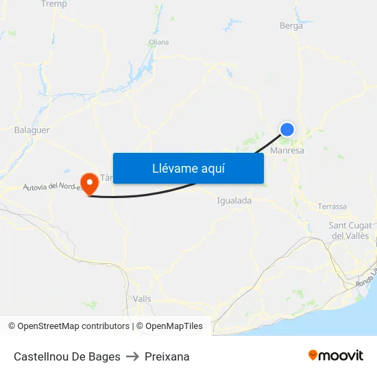 Castellnou De Bages to Preixana map