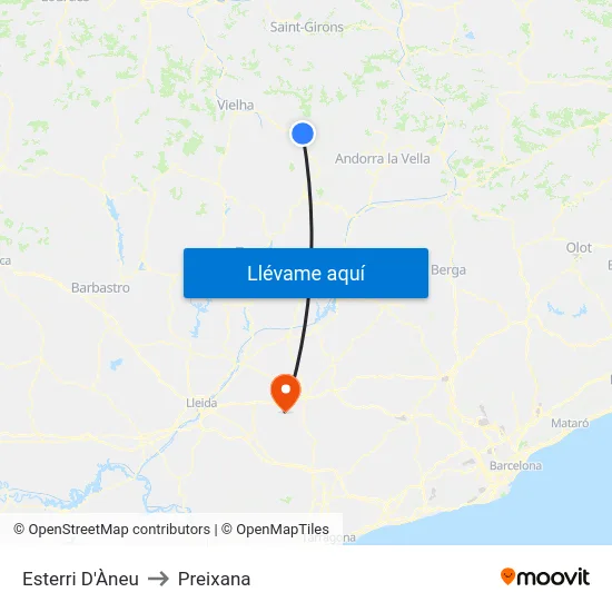 Esterri D'Àneu to Preixana map