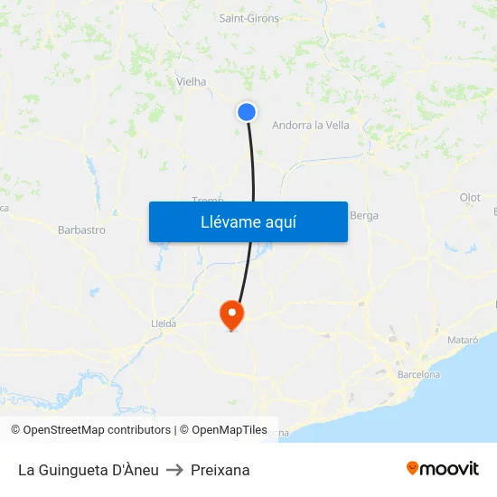 La Guingueta D'Àneu to Preixana map