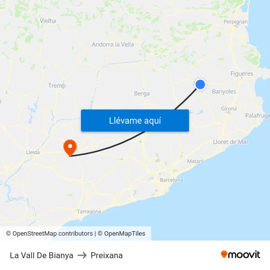 La Vall De Bianya to Preixana map