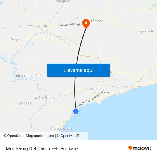 Mont-Roig Del Camp to Preixana map