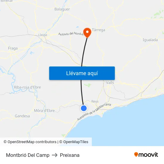 Montbrió Del Camp to Preixana map