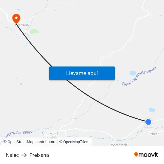 Nalec to Preixana map