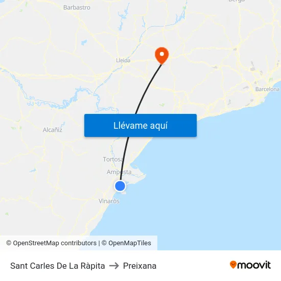Sant Carles De La Ràpita to Preixana map