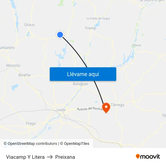 Viacamp Y Litera to Preixana map