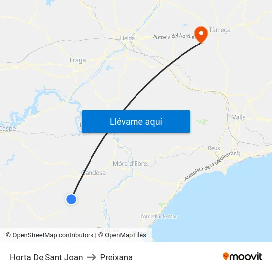 Horta De Sant Joan to Preixana map
