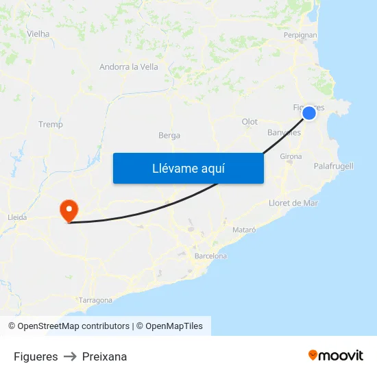 Figueres to Preixana map