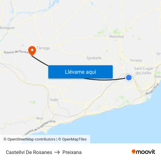 Castellví De Rosanes to Preixana map