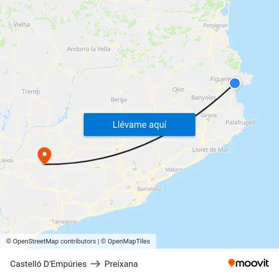 Castelló D'Empúries to Preixana map
