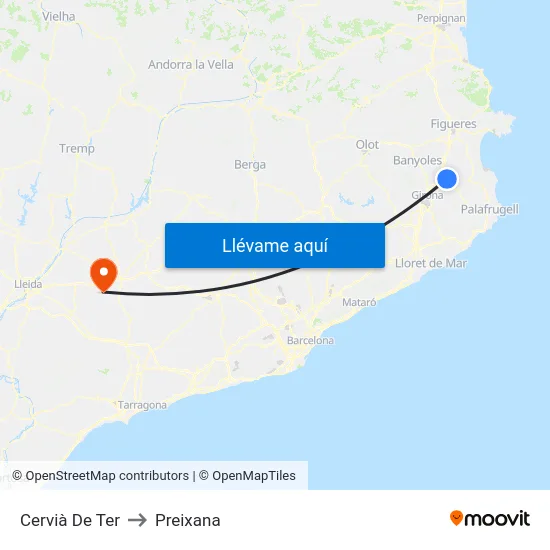 Cervià De Ter to Preixana map