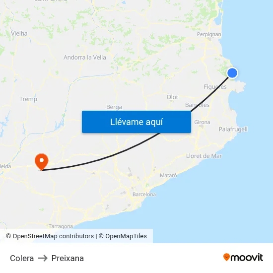 Colera to Preixana map