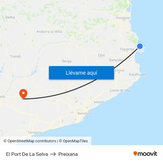 El Port De La Selva to Preixana map
