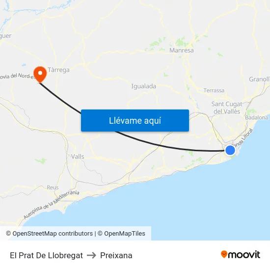 El Prat De Llobregat to Preixana map
