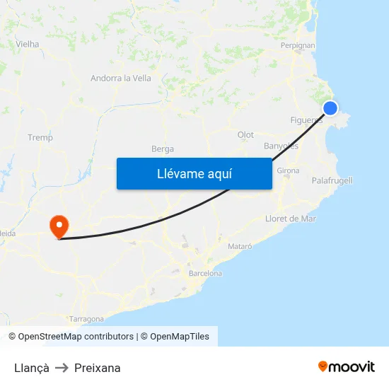 Llançà to Preixana map
