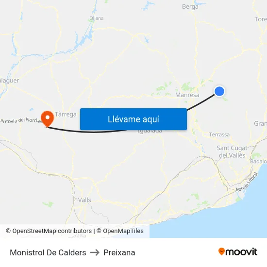 Monistrol De Calders to Preixana map