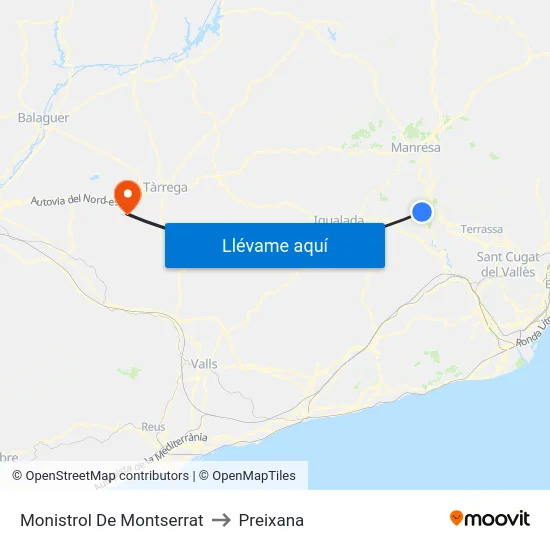 Monistrol De Montserrat to Preixana map