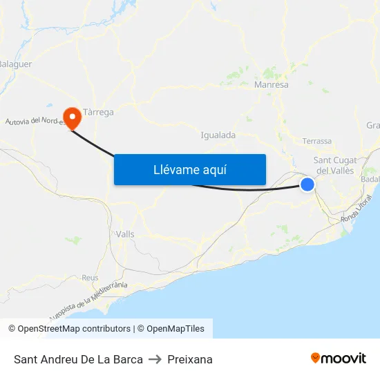 Sant Andreu De La Barca to Preixana map