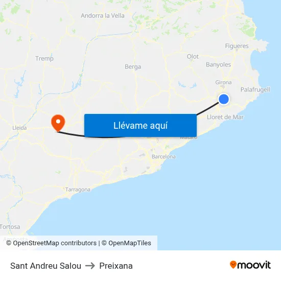 Sant Andreu Salou to Preixana map