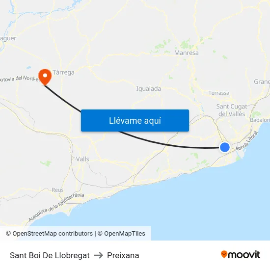 Sant Boi De Llobregat to Preixana map