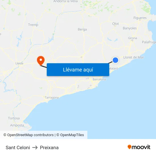 Sant Celoni to Preixana map