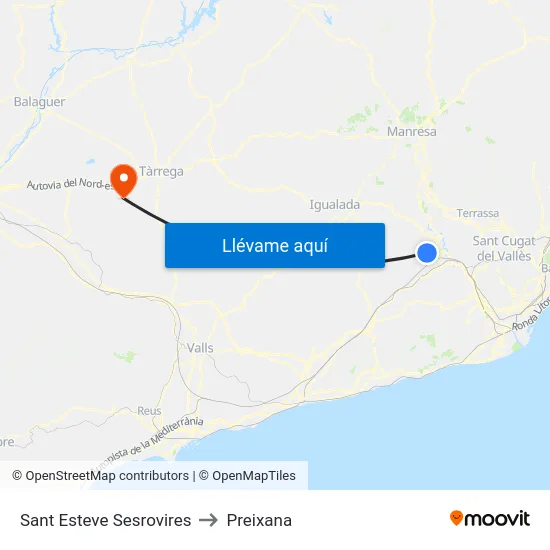 Sant Esteve Sesrovires to Preixana map