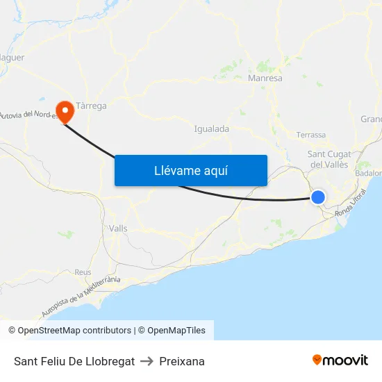 Sant Feliu De Llobregat to Preixana map
