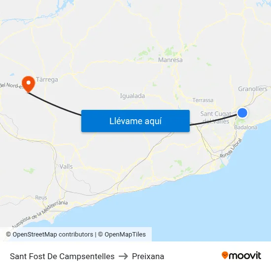 Sant Fost De Campsentelles to Preixana map