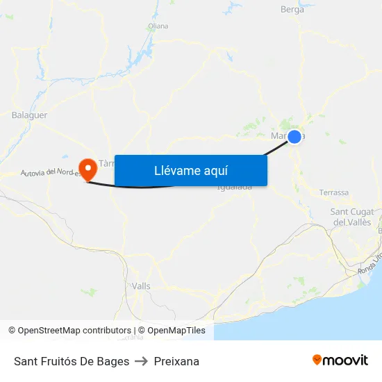 Sant Fruitós De Bages to Preixana map