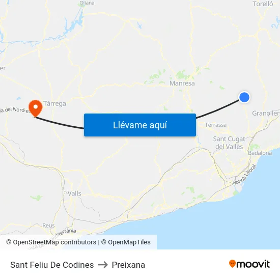 Sant Feliu De Codines to Preixana map