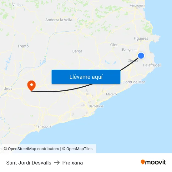 Sant Jordi Desvalls to Preixana map
