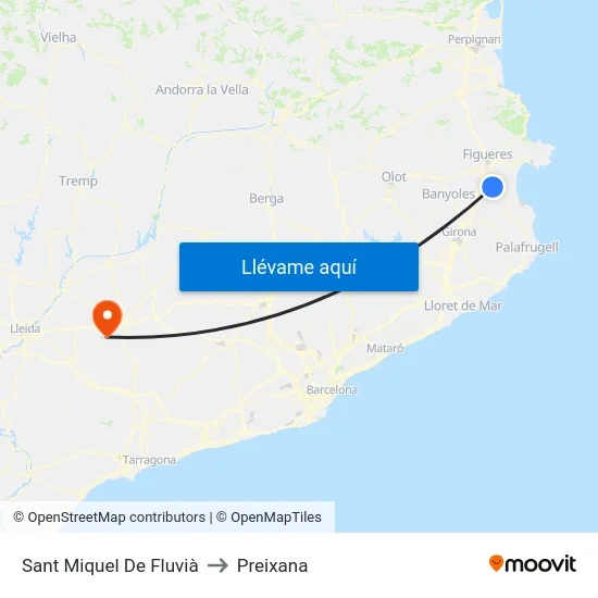 Sant Miquel De Fluvià to Preixana map