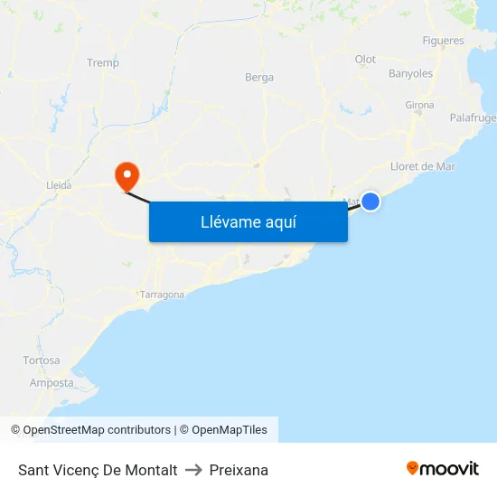 Sant Vicenç De Montalt to Preixana map