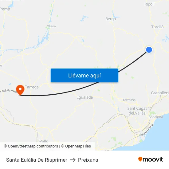 Santa Eulàlia De Riuprimer to Preixana map