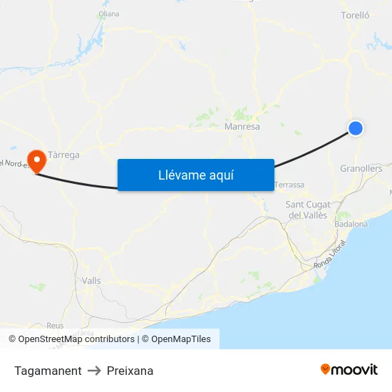 Tagamanent to Preixana map