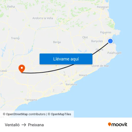 Ventalló to Preixana map