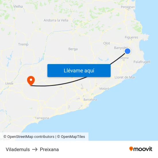 Vilademuls to Preixana map