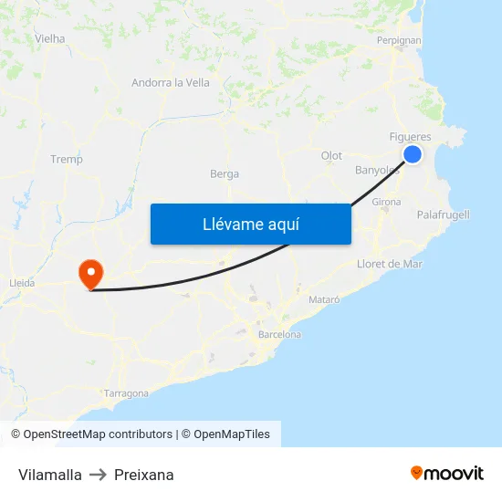 Vilamalla to Preixana map